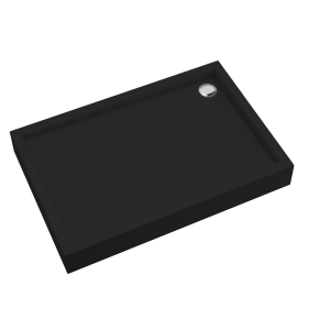 Schedline Brodzik akrylowy zintegrowany z nośnikiem Stabilsound Plus oraz obudową akrylową przeciągniętą do podłogi Favory Plus Black Mat 80x100x16 cm, prostokątny