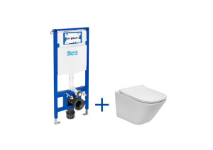 Roca Gap stelaż DUPLO ONE + miska WC podwieszana GAP SQUARE COMPACTO RIMLESS z deską SLIM