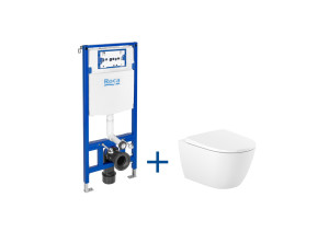 Roca Ona Zestaw podtynkowy DUPLO ONE + miska WC podwieszana ONA RIMLESS z deską