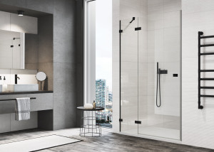 Ronal - Sanswiss Annea Drzwi do wnęki prysznicowej lewe 80 cm (79,5-80,5 cm) profil czarny mat
