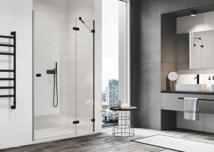 Ronal - Sanswiss Annea Drzwi do wnęki prysznicowej prawe 90 cm (89,5-90,5 cm) profil czarny mat