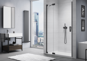 Ronal - Sanswiss Cadura Drzwi jednoczęściowe lewe z elementem stałym 120 cm (117,5-120,5cm) profil czarny mat