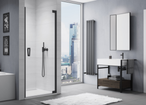 Ronal - Sanswiss Cadura Drzwi do wnęki prawe 80 cm (77,5-80 cm) profil czarny mat
