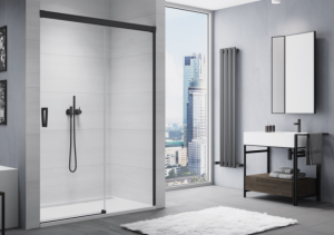 Ronal - Sanswiss Cadura Drzwi rozsuwane prawe 110 cm (106,5-111,5 cm) profil czarny mat