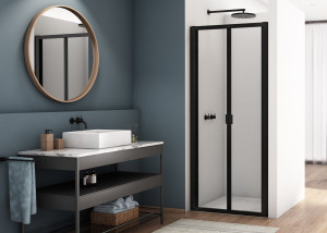 Ronal - Sanswiss DIVERA Drzwi do wnęki składane 90 cm (86-92 cm) profil czarny mat