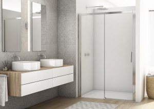 Ronal - Sanswiss DIVERA Drzwi prysznicowe dwuczęściowe 140 cm (136-142 cm) profil srebrny połysk