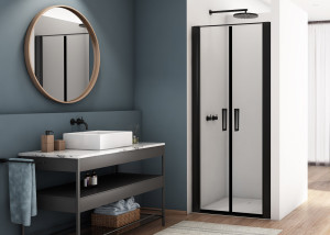 Ronal - Sanswiss DIVERA Drzwi do wnęki dwuczęściowe 70 cm (66-72 cm) profil czarny mat