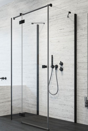 PROMOCJA Radaway Essenza Black KDJ+S Kabina prostokątna 100x80 cm drzwi lewe profil czarny