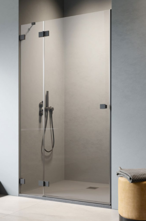 PROMOCJA Radaway Essenza Pro Black DWJ drzwi do wnęki 90 cm (89,2-90,8) Lewe Czarny/Przejrzyste