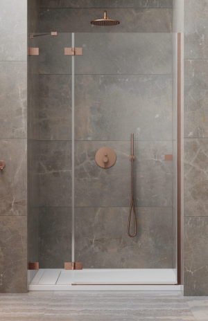 PROMOCJA Radaway Essenza Pro Brushed Copper DWJ Drzwi prysznicowe lewe 90 cm (89,2-90,8 cm) profil Miedź szczotkowana