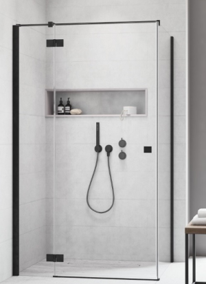 PROMOCJA Radaway Essenza Black KDJ Kabina kwadratowa ze ścinką boczną 90Lx90 profil czarny