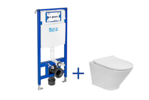 Roca Gap Zestaw Miska WC GAP z deską Slim + stelaż podtynkowy Duplo One Biała