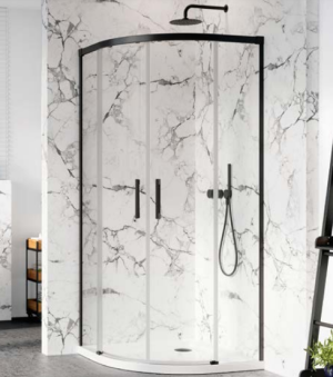 PROMOCJA Radaway Idea Black PDD Kabina półokrągła asymetryczna 80Lx90P cm profil czarny