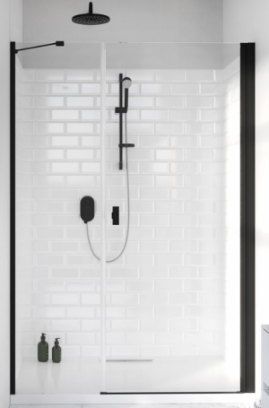 PROMOCJA Radaway Nes 8 Black DWS I Drzwi do wnęki prawe 120 cm (118-121cm) profil czarny mat