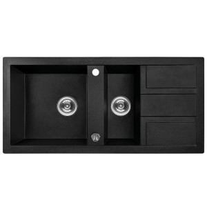 Laveo Barbados zlewozmywak granitowy 100x48 cm 1,5-komorowy czarny
