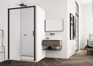 Ronal - Sanswiss Top Line S Drzwi do wnęki lewe 150 cm (147,5-152,5) profil czarny mat