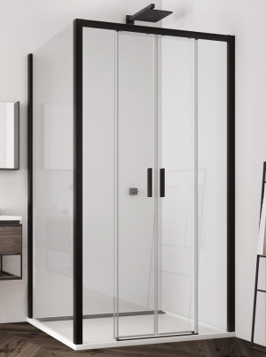 Ronal - Sanswiss Top Line S TLS4+TOPF2 Kabina prostokątna 160x80cm profil czarny mat