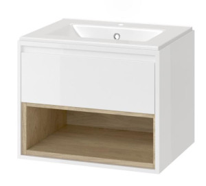 PROMOCJA Excellent Tuto Szafka z umywalką As 60x48x45,7 cm biały lakier/dąb