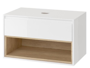 PROMOCJA Excellent Tuto Szafka pod umywalkę nablatową 80x48x45,7 cm biały lakier/dąb
