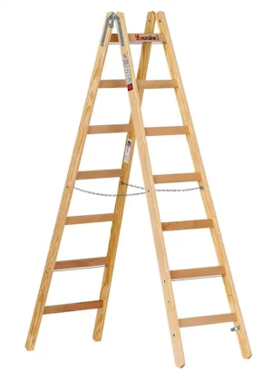 euroline Holz-Sprossenstehleiter mit Eimerhaken