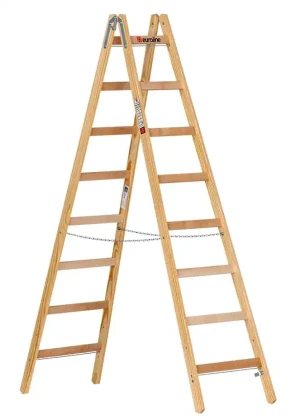euroline Holz-Sprossenstehleiter mit Eimerhaken