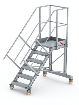 Altrex - fahrbare Podesttreppe mit 4 Rollen - inkl. Handläufe | 45°