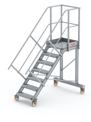 Altrex - fahrbare Podesttreppe mit 4 Rollen - inkl. Handläufe | 45°