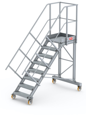 Altrex - fahrbare Podesttreppe mit 4 Rollen - inkl. Handläufe | 45°