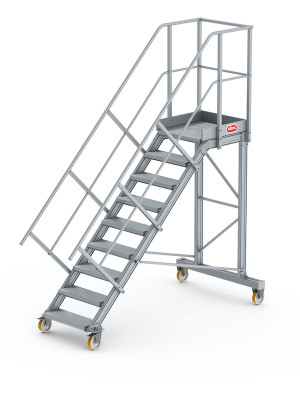 Altrex - fahrbare Podesttreppe mit 4 Rollen - inkl. Handläufe | 45°