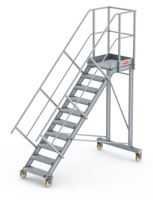 Altrex - fahrbare Podesttreppe mit 4 Rollen - inkl. Handläufe | 45°