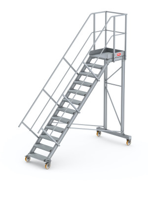 Altrex - fahrbare Podesttreppe mit 4 Rollen - inkl. Handläufe | 45°