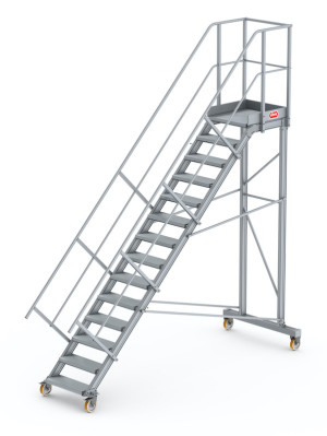 Altrex - fahrbare Podesttreppe mit 4 Rollen - inkl. Handläufe | 45°