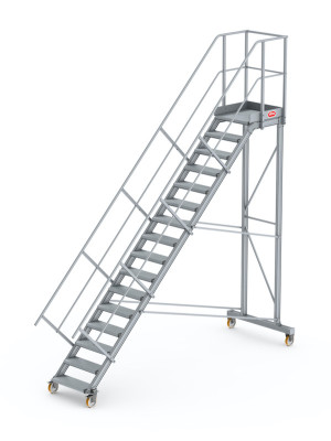 Altrex - fahrbare Podesttreppe mit 4 Rollen - inkl. Handläufe | 45°