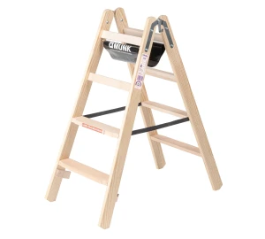 Günzburger Steigtechnik - Holz-Stufen-Stehleiter | beidseitig begehbar