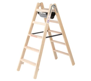 Günzburger Steigtechnik - Holz-Stufen-Stehleiter | beidseitig begehbar