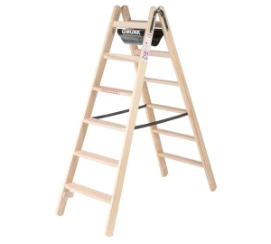 Günzburger Steigtechnik - Holz-Stufen-Stehleiter | beidseitig begehbar