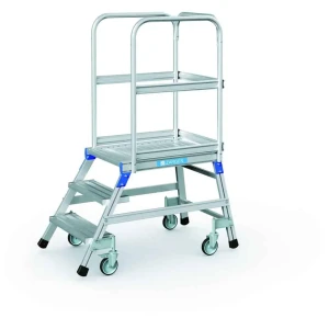 Zarges - Podesttreppe | fahrbar |einseitig begehbar | mit Leichtmetall-Stufen und Plattform