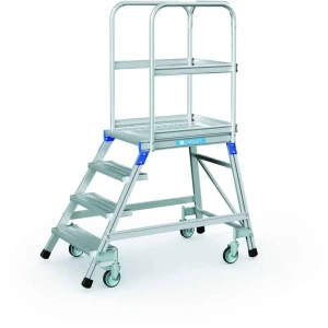 Zarges - Podesttreppe | fahrbar |einseitig begehbar | mit Leichtmetall-Stufen und Plattform