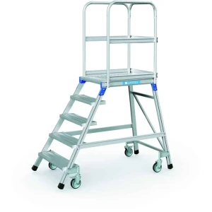 Zarges - Podesttreppe | fahrbar |einseitig begehbar | mit Leichtmetall-Stufen und Plattform