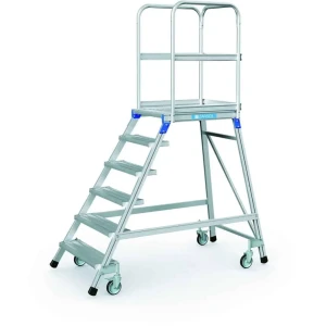 Zarges - Podesttreppe | fahrbar |einseitig begehbar | mit Leichtmetall-Stufen und Plattform