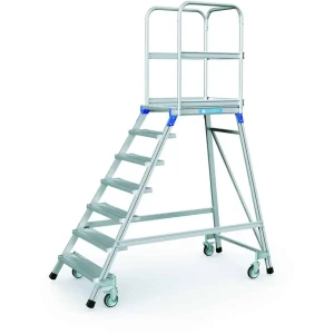Zarges - Podesttreppe | fahrbar |einseitig begehbar | mit Leichtmetall-Stufen und Plattform