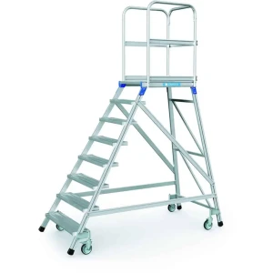 Zarges - Podesttreppe | fahrbar |einseitig begehbar | mit Leichtmetall-Stufen und Plattform