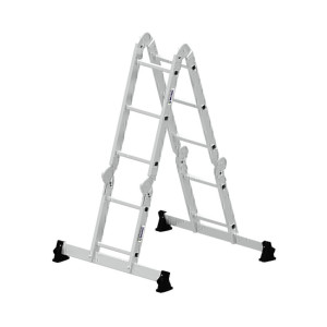 Vielzweckleiter 4-teilig mit nivello®-Traverse und Holzbelag