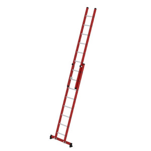 Sprossen-Schiebeleiter 2-teilig GFK/Alu mit nivello®-Traverse