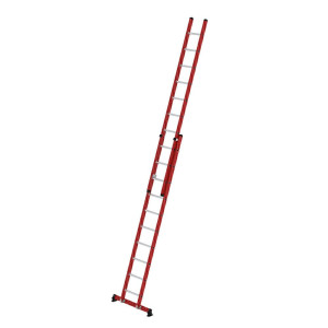 Sprossen-Schiebeleiter 2-teilig GFK/Alu mit nivello®-Traverse