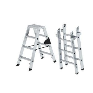 Stufen-Stehleiter-Set beidseitig begehbar steckbar inkl. Einsteckteil