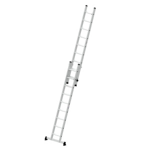 Stufen-Schiebeleiter 2-teilig mit nivello®-Traverse 2x9 Stufen