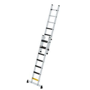 Stufen-Schiebeleiter 2-teilig mit nivello-Traverse und clip-step R13 2x7
