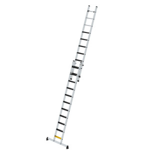 Stufen-Schiebeleiter 2-teilig mit nivello-Traverse und clip-step R13 1x11 + 1x10