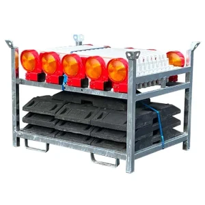 Schake - SET 3 mit 10 Baken, Fußplatten und Lampen auf Lager- und Trasportpalette